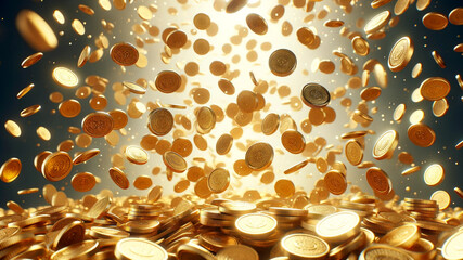 Golden Rain: Shimmering Coins in Abundance