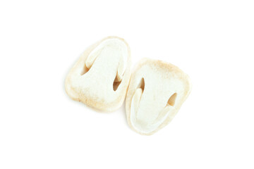 Straw mushrooms sliced half isolated on white background, Organic straw mushrooms