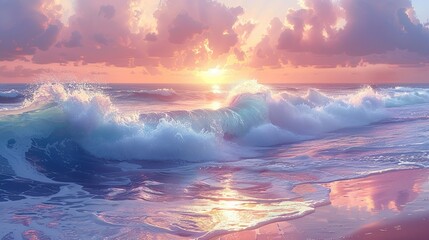 Orange Sunset Painting the Ocean Sky in Dramatic Evening Beauty