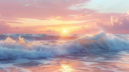 Fototapeta premium Orange Sunset Painting the Ocean Sky in Dramatic Evening Beauty