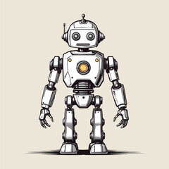 Retro Robot Cartoon Illustration