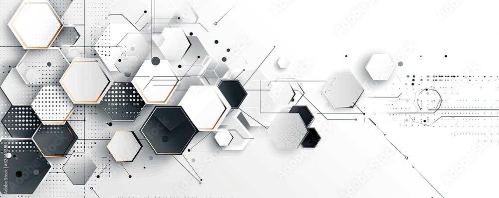 Poster vector background with grey and white hexagons for technology, science or digital design. abstract g