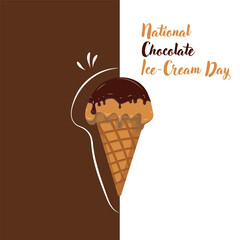 National Chocolate Ice Cream Day June 7. Summer food, soft ice cream balls of dessert in cups and waffle coneДля Интернета