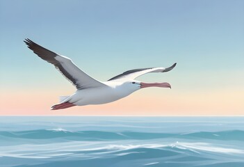 Modern flat serene albatross its tranquil gaze fix