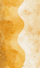 Elegant Golden Yellow Watercolor Background with Glitter and Wave Design