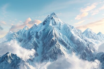 Obraz premium The mountains are covered in snow and the sky is cloudy generated by AI