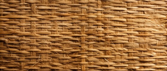 Obraz premium Detailed straw mat with natural fibers, rustic copy space