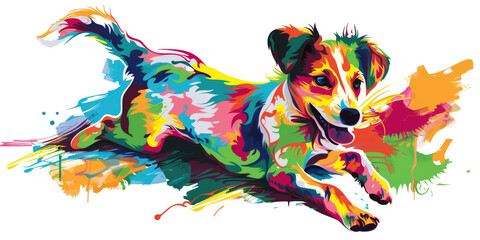 Obraz premium Playful and Colorful Puppy: Dynamic Illustration for Vibrant Designs