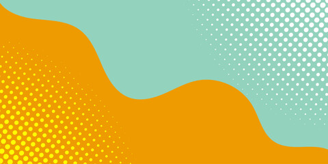 Abstract color background divided by diagonal. Vector illustration Background into two colors with halftone dots.