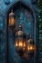 Ramadan Kareem background. Eid Mubarak, greeting background with mosque and Crescent.