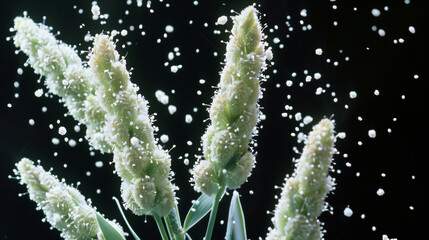 "緑の季節にイネ科の花粉が飛散している."