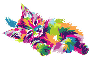 Adorable playful kitten with vibrant fur playing with a ball of yarn