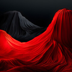 Conceptual art photography, installation art, rediscovering the sun, daylight, red mountains, incredible shapes, artistic patterns, thick brush smearing, abstract art black background