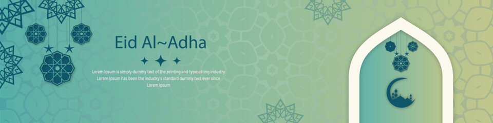 Eid al adha Mubarak Islamic greeting card for social media Linkedin banner post