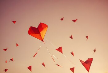 Playful heartshaped kite captured in midflight sur (2)