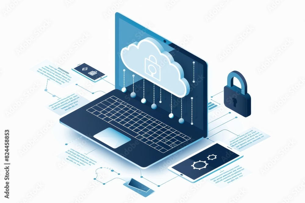 Poster Secure cloud computing with interconnected systems and modern data protection technology.