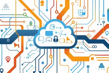 Fototapeta premium Modern cloud security with digital interfaces and advanced data protection technology.