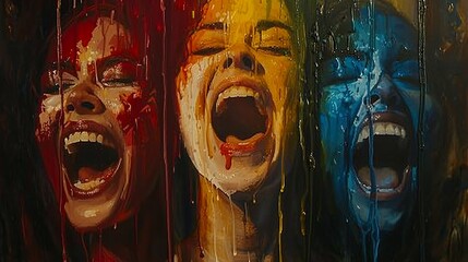 Spectrum of laughter to tears, character study, candid portrait collage , Stable Diffusion