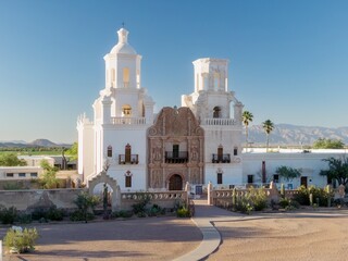 Spanish Mission church, San Xavier del Bac Mission in Tuscon, Arizona, United States of America.