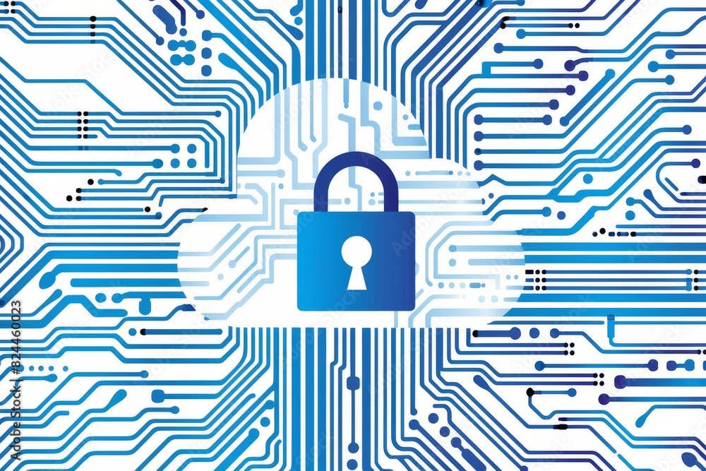 Aufkleber secure cloud technology with intricate digital networks and modern data protection systems.