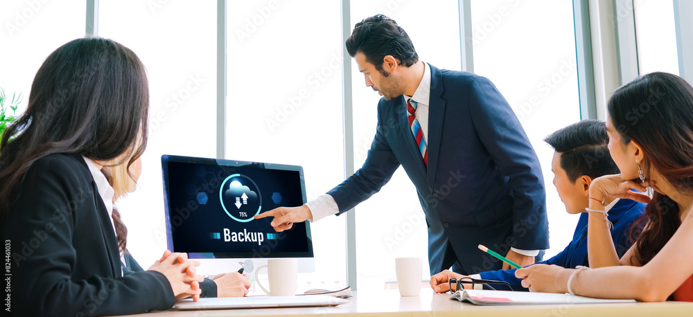Poster backup storage data internet technology business concept. database storage cloud technology file dat