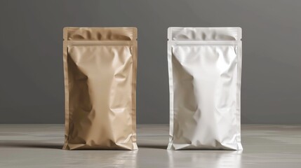 Mockup of two product bags with ziplock on isolated background