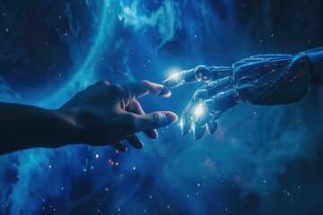 Machine and human hands