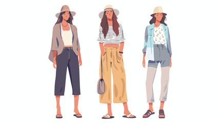 Modern stylish woman wearing summer fashion clothes.