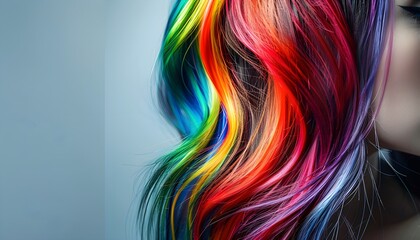 Women rainbow hair.