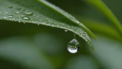 A water droplet sits on a leaf