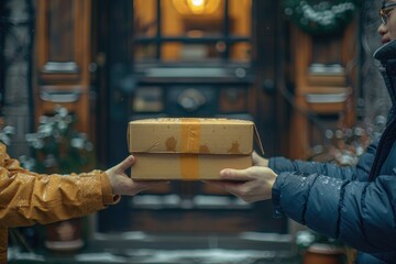 Express delivery personnel and cardboard boxes