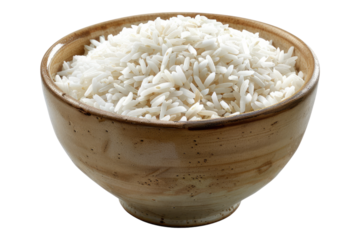 Bowl of rice isolated on white back ground
