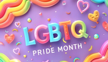 LGBTQ pride month text colorful