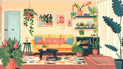 Cozy cartoon interior design vector illustration