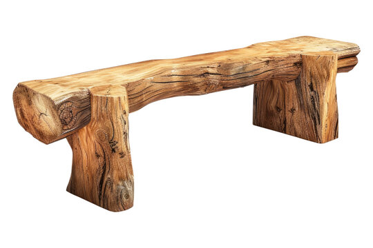 Cedar log bench isolated on white back ground