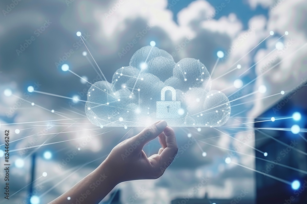 Poster innovative cloud security with advanced data protection and secure digital networks for modern compu