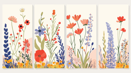 Nature cards with spring flowers. 