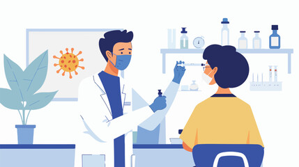 Nurse and patient during covid19 rapid antigen test