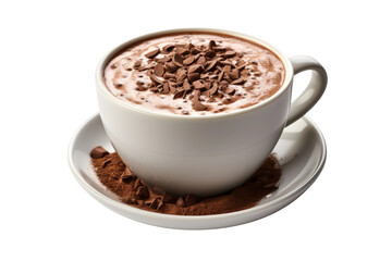 Serene Elixir: A Cup of Velvety Hot Chocolate on a White or Clear Surface PNG Transparent Background.