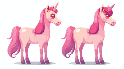 Cute charming little pink horse and its symmetrical