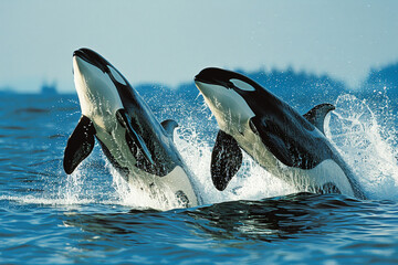Obraz premium a Killer whale breaching out of water. ai generative