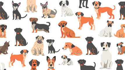 Cute dogs pattern. Seamless canine animal background