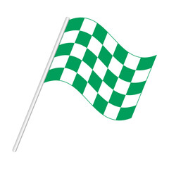 Green and white checkered racing flag. Special version of the end of session flag in certain races, displayed at the finish line, and used as prize, photographed together with the winner and trophy.
