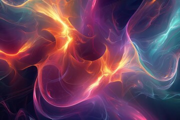Obraz premium Abstract Digital Artwork Inspired by Plasma with Swirling Luminous Patterns and Vibrant Colors