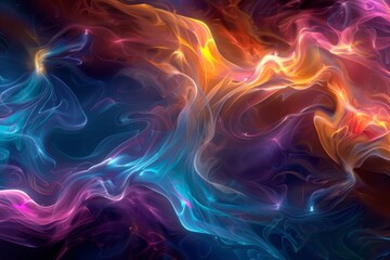 Obraz premium Abstract Digital Artwork Inspired by Plasma with Swirling Luminous Patterns and Vibrant Colors