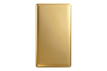 Golden rectangular plaque isolated on white background