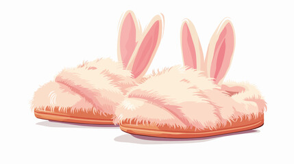 Pair of closed winter bunny slippers 