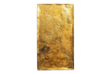 Golden rectangular plaque isolated on white background