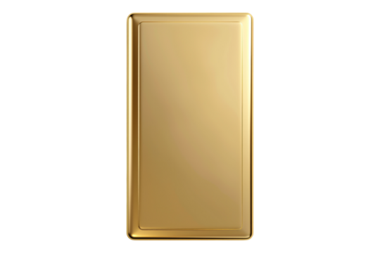 Golden rectangular plaque isolated on white background