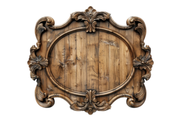 Oblong decorative wooden signboard isolated on white background